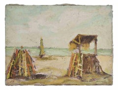 Seaside - Oil Painting by Franco Marzilli - 1970s