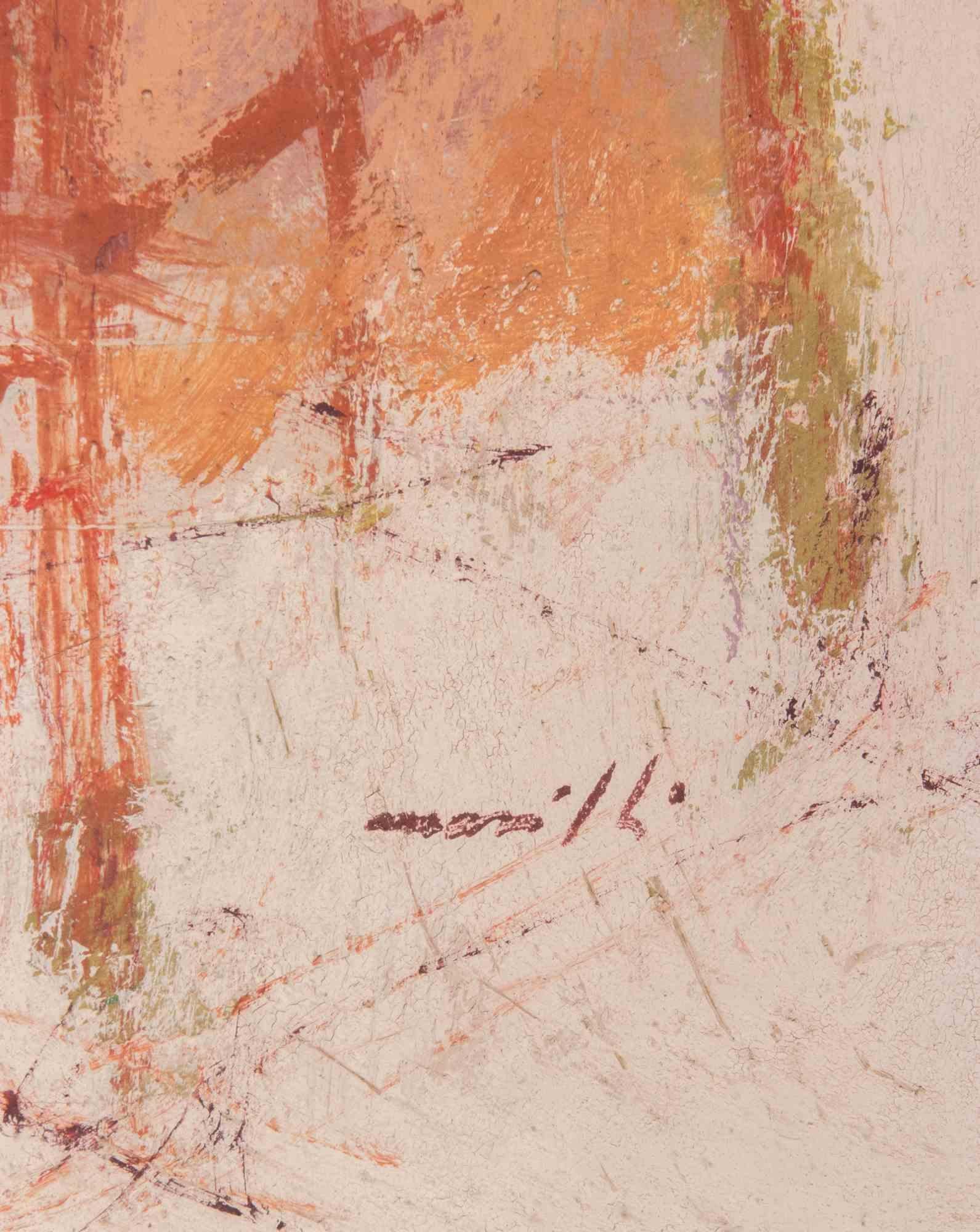 Bailarina sentada - Pintura al óleo de Franco Marzilli - Años 70 en venta 3