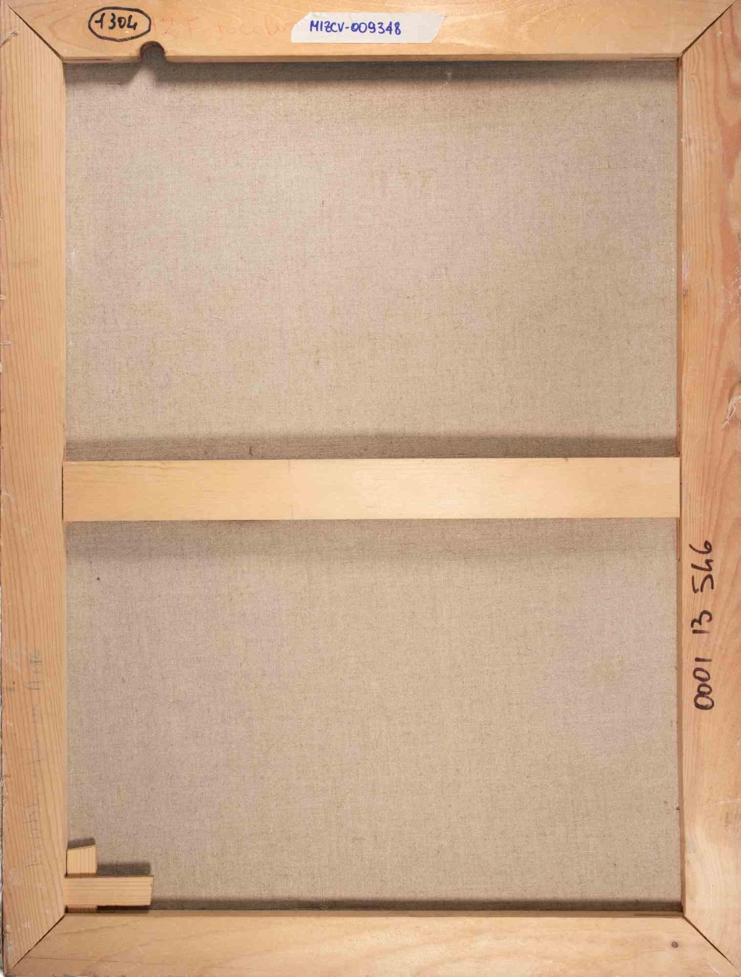 Bailarina sentada - Pintura al óleo de Franco Marzilli - Años 70 en venta 4
