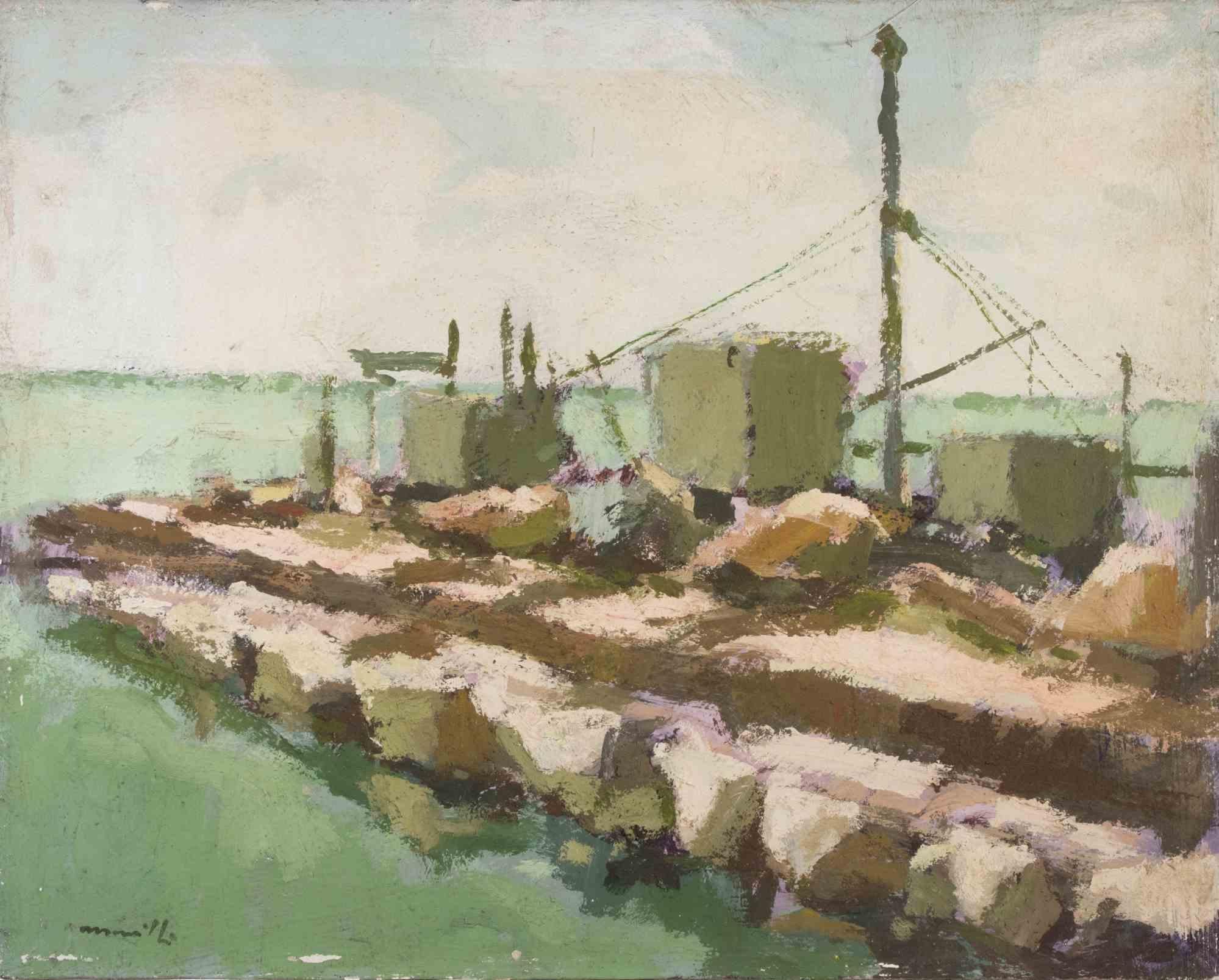 Seaview - Oil Painting by Franco Marzilli - 1970s For Sale 1