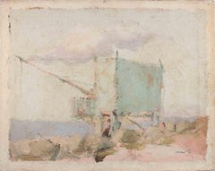 Vista al mar - Pintura al óleo de Franco Marzilli - Años 70