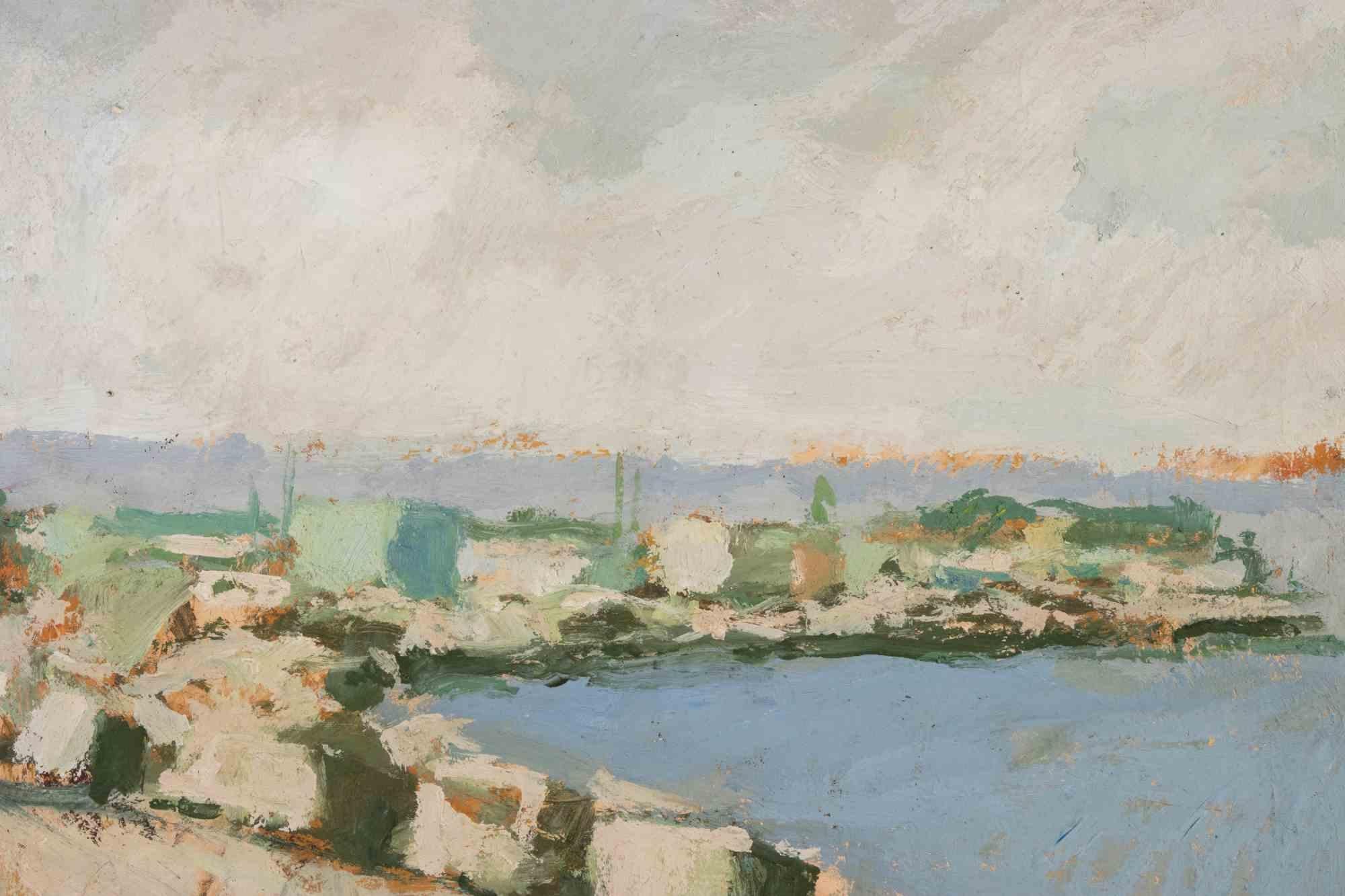 Meerblick - Ölgemälde von Franco Marzilli - 1970er Jahre im Angebot 2
