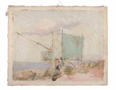 Vista sul mare - Pittura a olio di Franco Marzilli - Anni '70