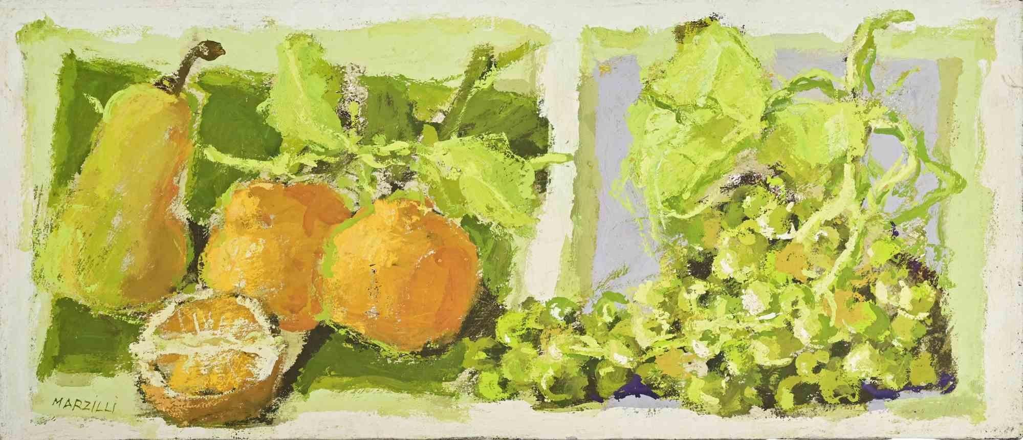 Nature morte - Peinture à l'huile de Franco Marzilli - années 1970 en vente 1