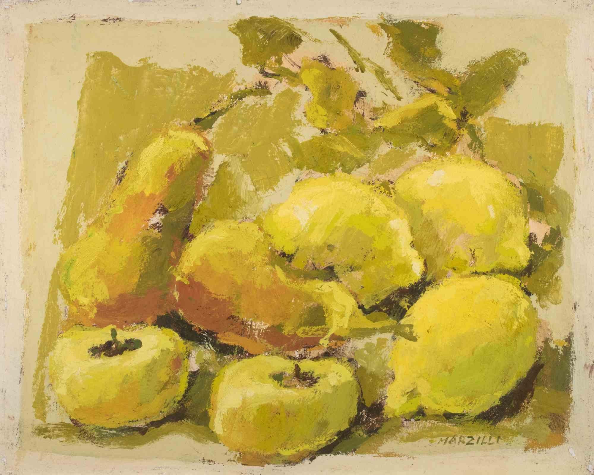Nature morte - Peinture à l'huile de Franco Marzilli - années 1970 en vente 1
