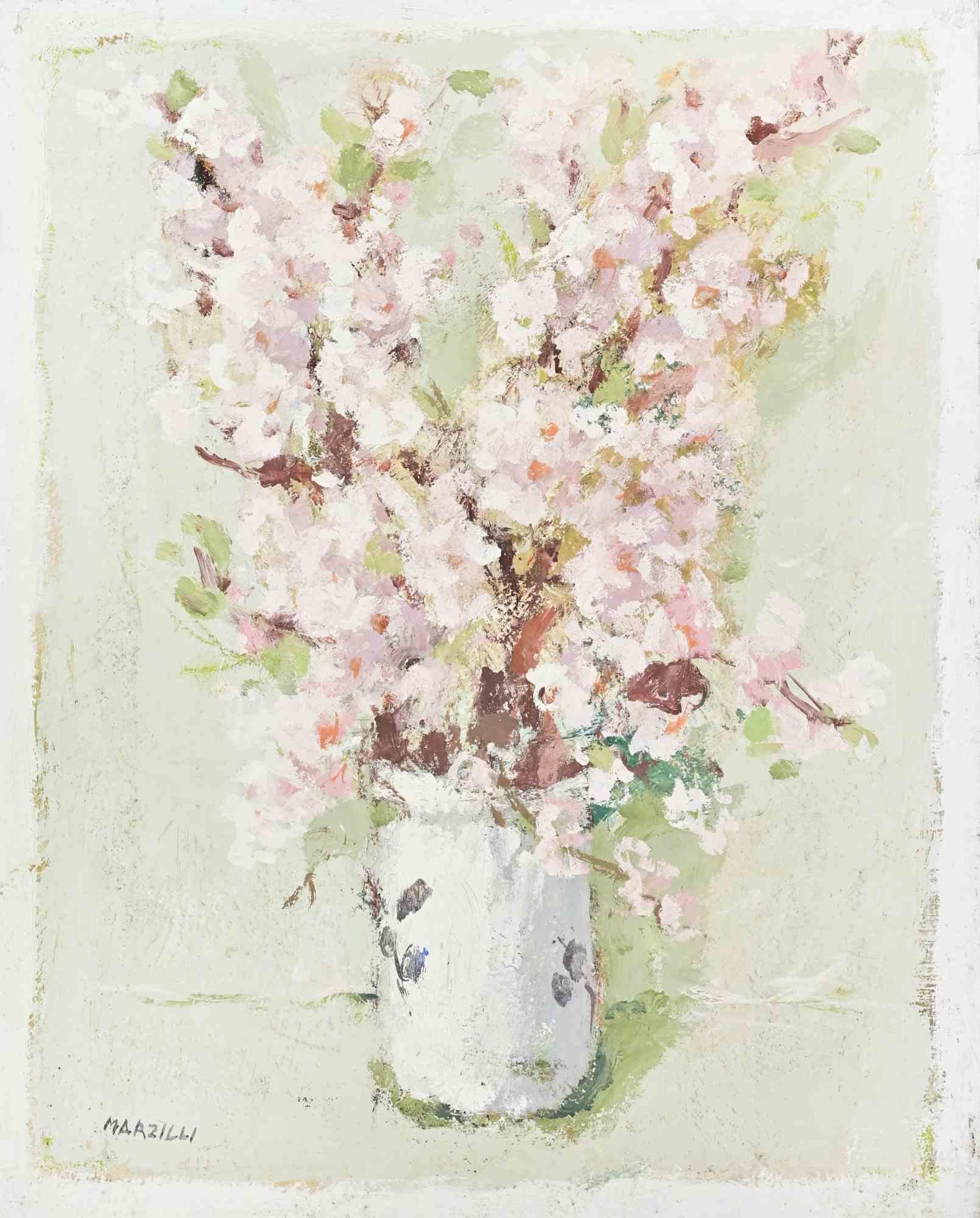 Nature morte - Peinture à l'huile de Franco Marzilli - années 1970 en vente 1