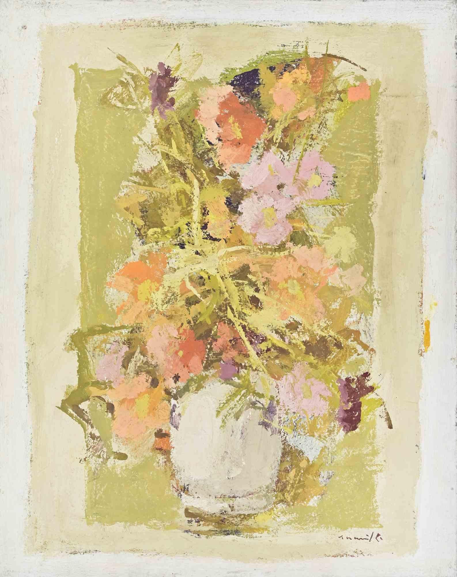 Nature morte - Peinture à l'huile de Franco Marzilli - années 1970 en vente 1