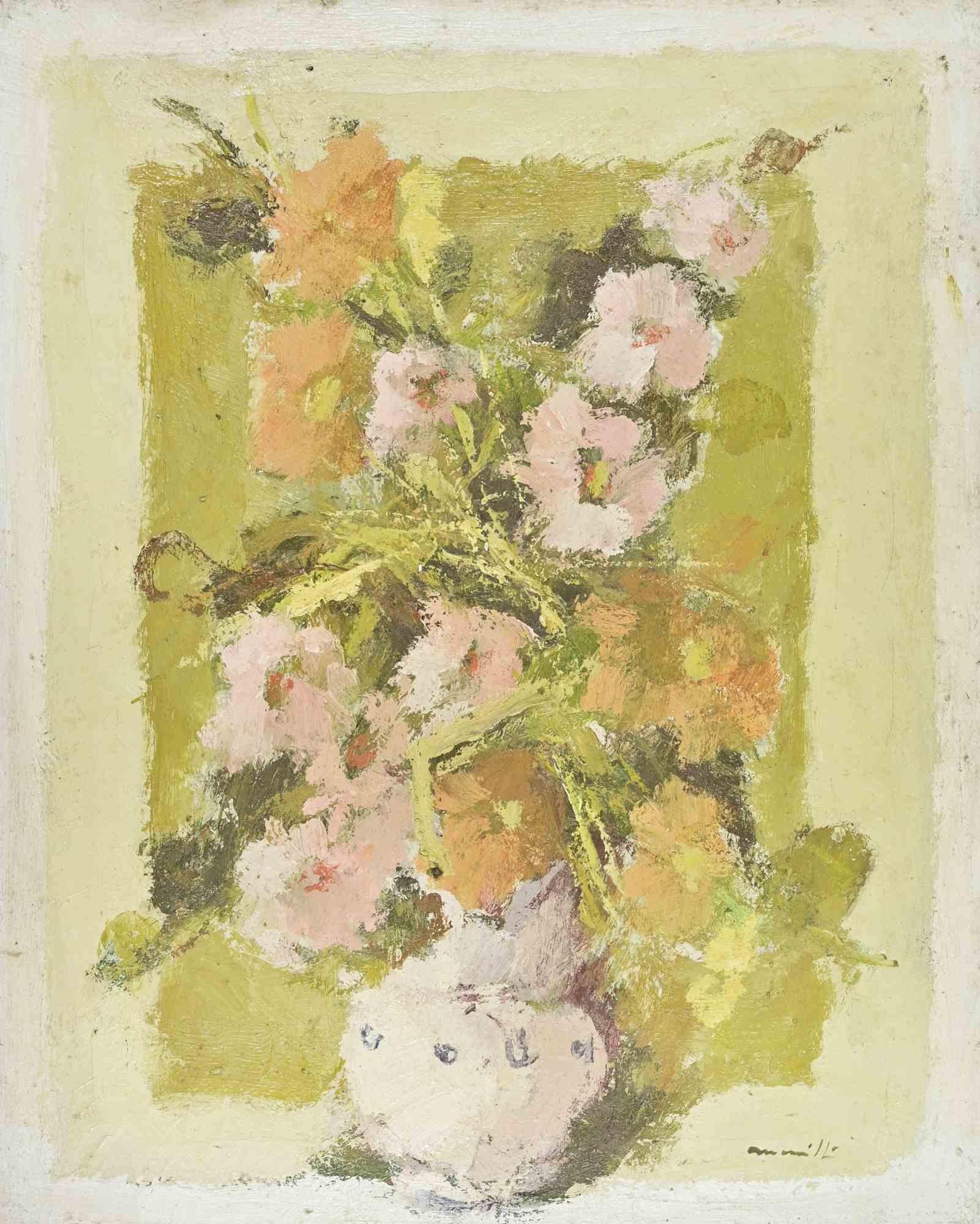 Nature morte - Peinture à l'huile de Franco Marzilli - années 1970 en vente 1