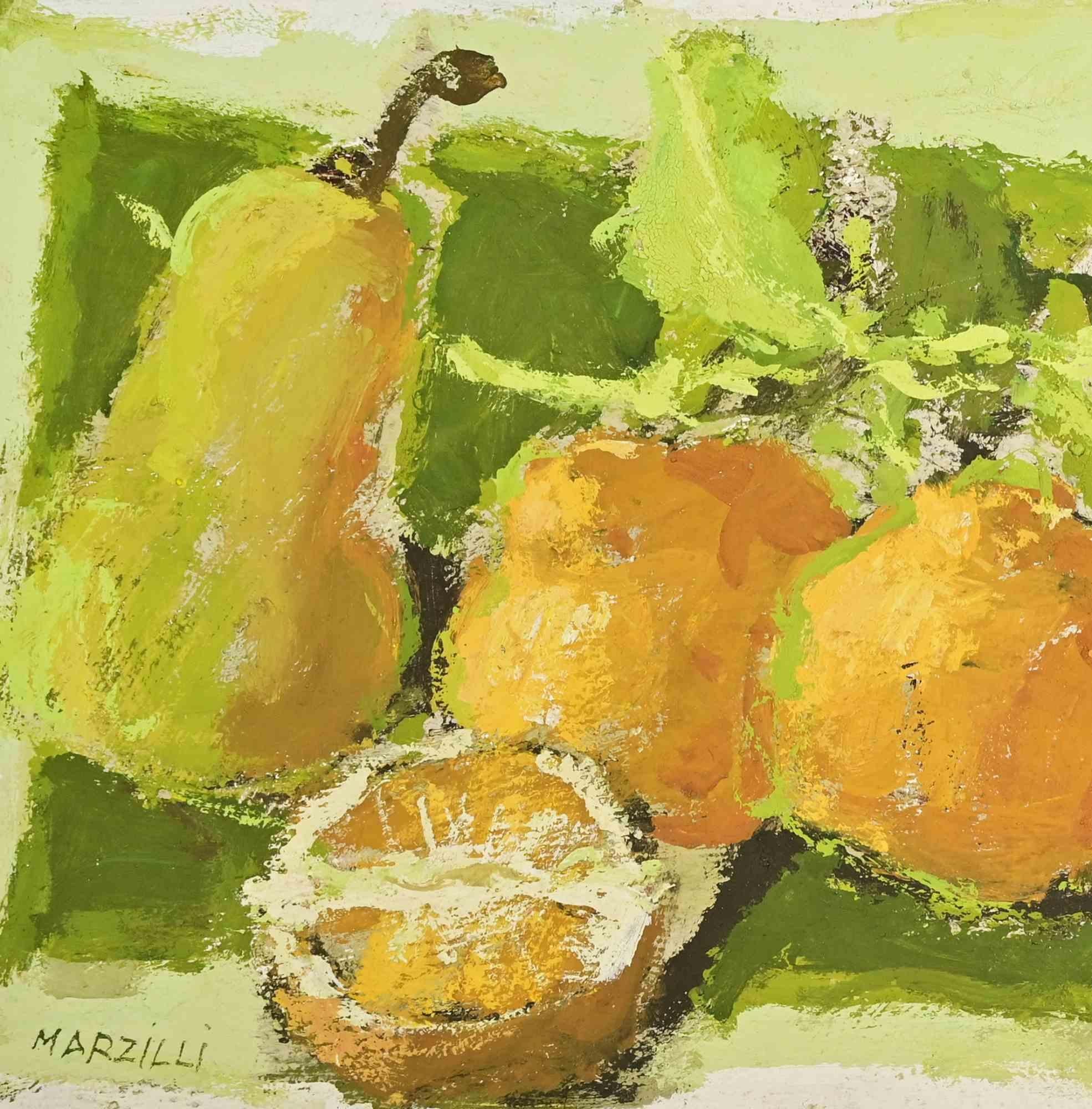 Nature morte - Peinture à l'huile de Franco Marzilli - années 1970 en vente 2