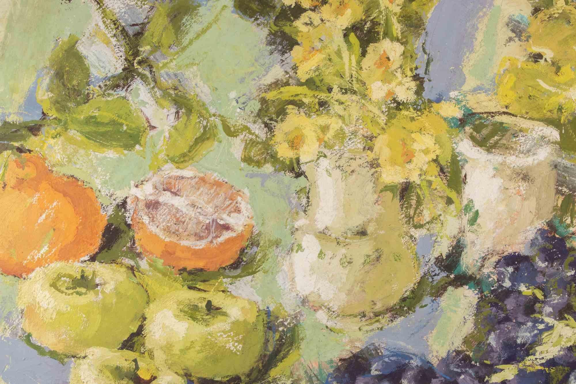 Naturaleza muerta - Pintura al óleo de Franco Marzilli - Años 70 en venta 2