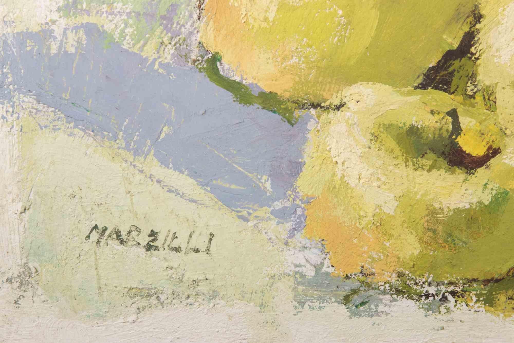 Naturaleza muerta - Pintura al óleo de Franco Marzilli - Años 70 en venta 3