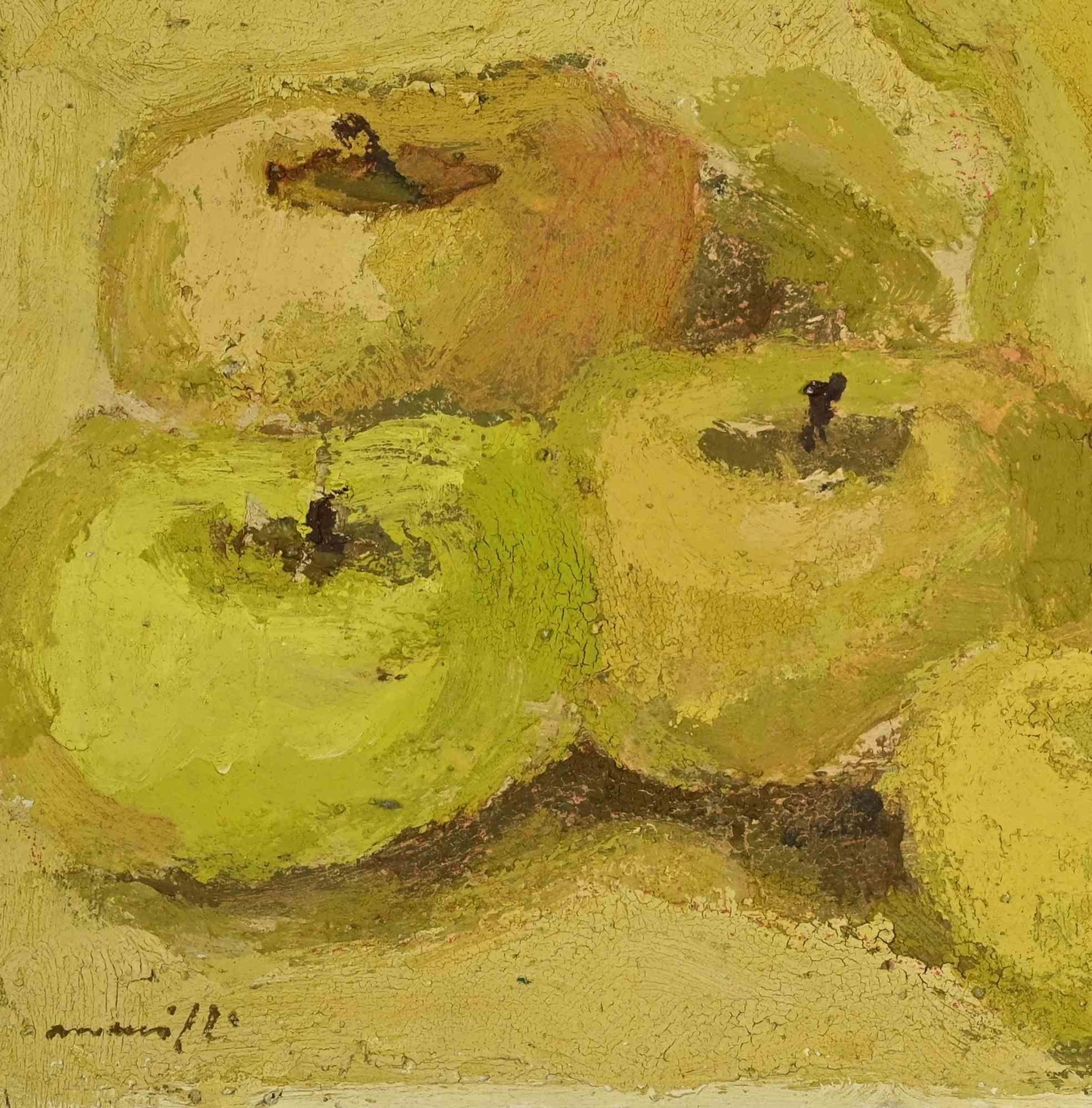 Stilleben mit Äpfeln und Birnen - Ölgemälde von Franco Marzilli - 1970s im Angebot 2
