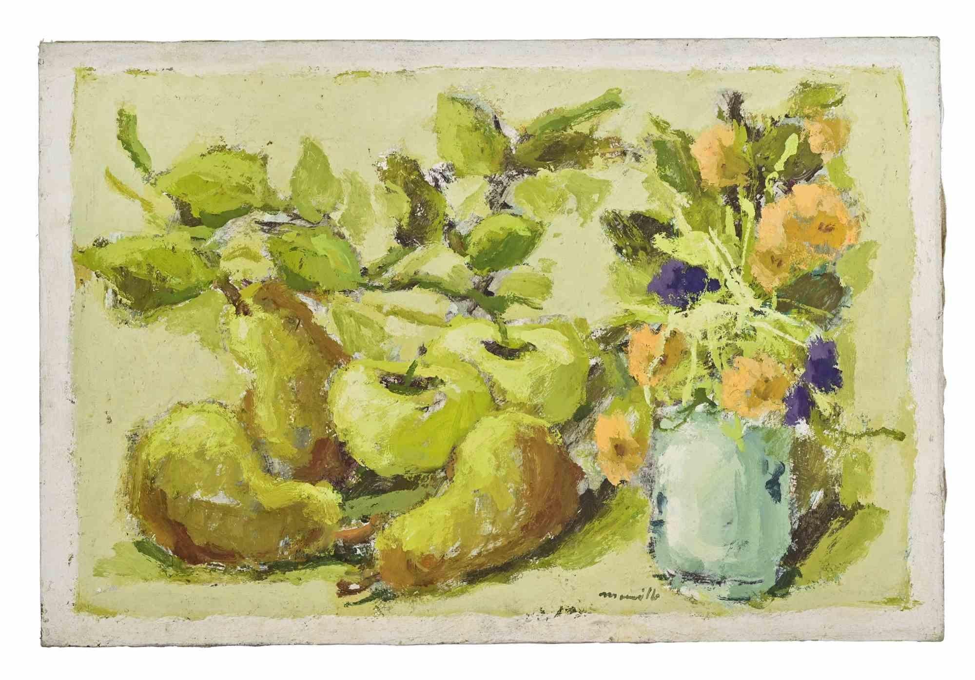 Stillleben mit Blumen - Ölgemälde von Franco Marzilli - 1970s im Angebot 2