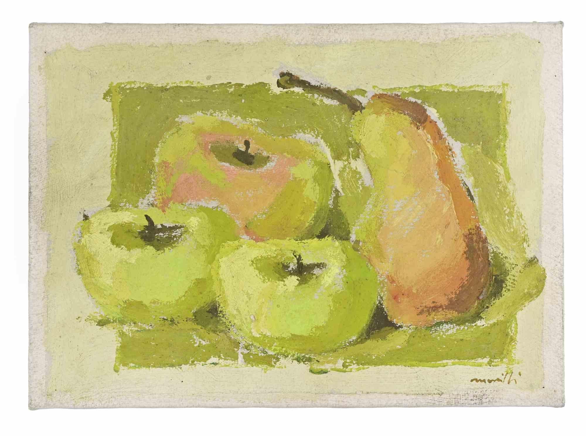 Nature morte aux fruits - Peinture à l'huile de Franco Marzilli - années 1970 en vente 1