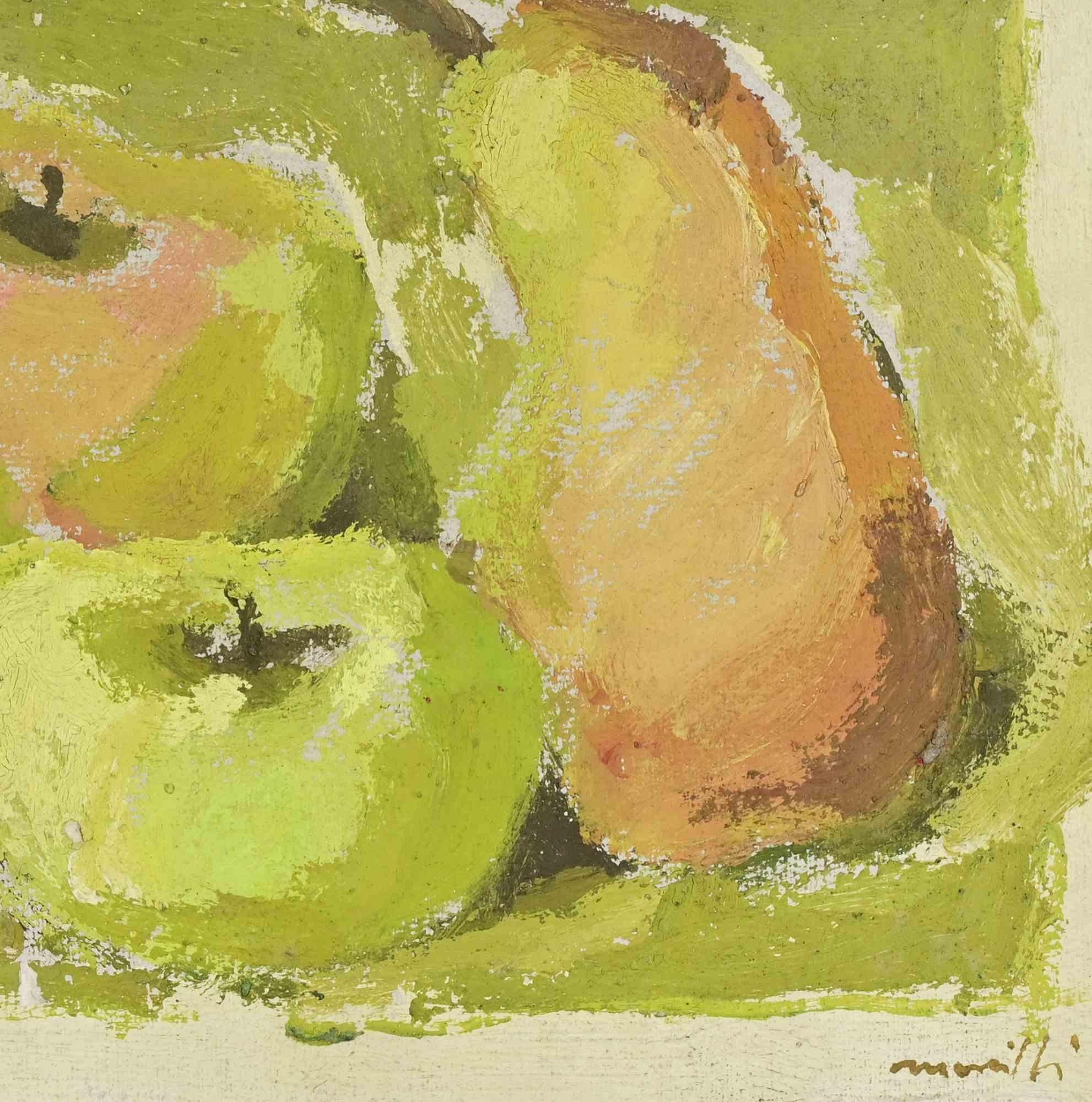Nature morte aux fruits - Peinture à l'huile de Franco Marzilli - années 1970 en vente 2