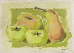 Nature morte aux fruits - Peinture à l'huile de Franco Marzilli - années 1970