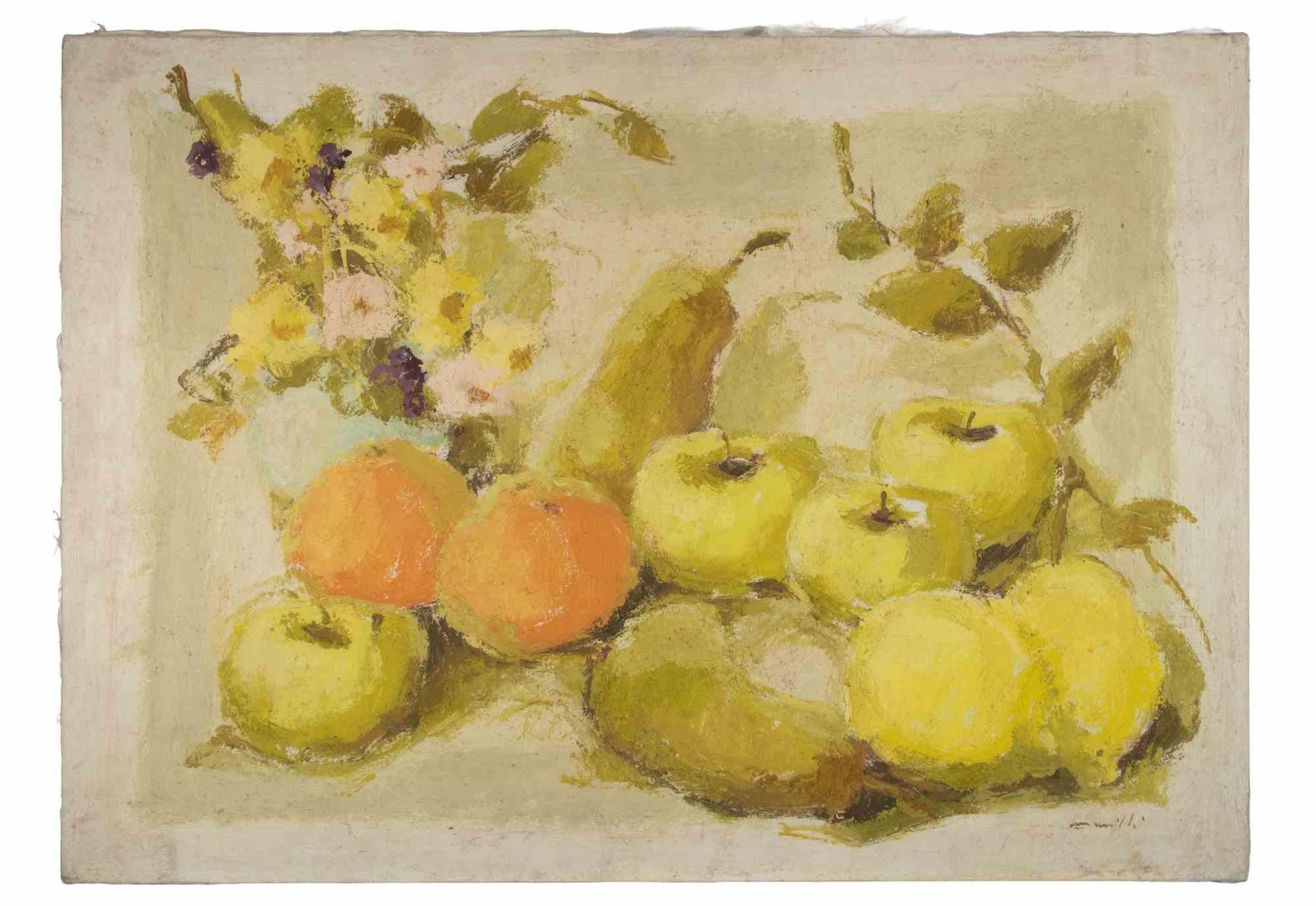 Still Life with Fruits - Oil Painting by Franco Marzilli - 1970s For Sale 2