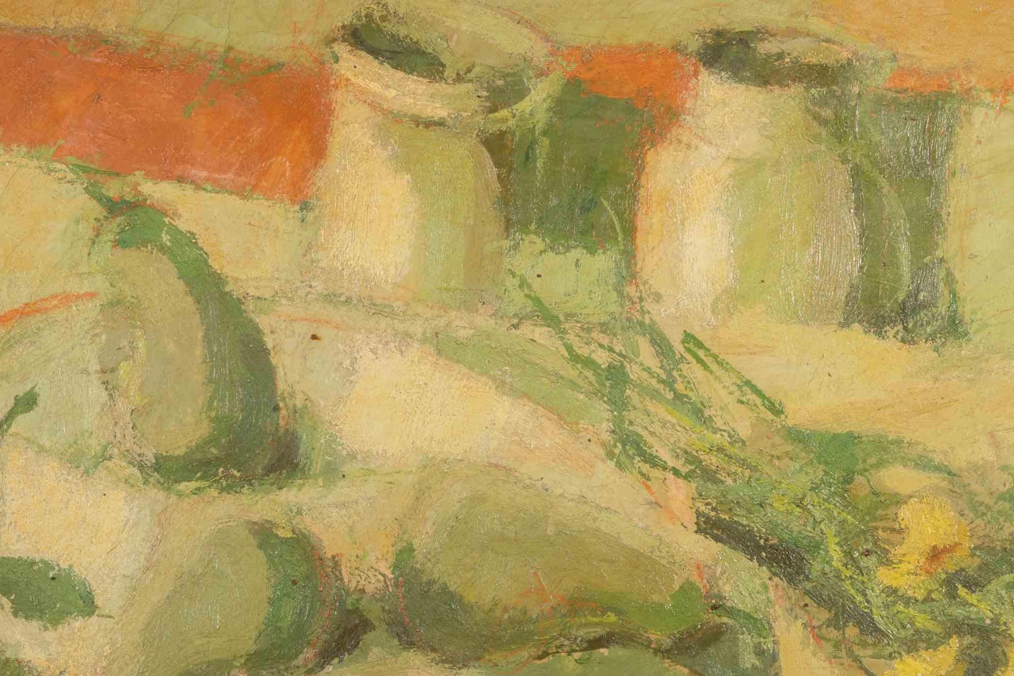 Nature morte avec cruches - Peinture à l'huile de Franco Marzilli - années 1970 en vente 2