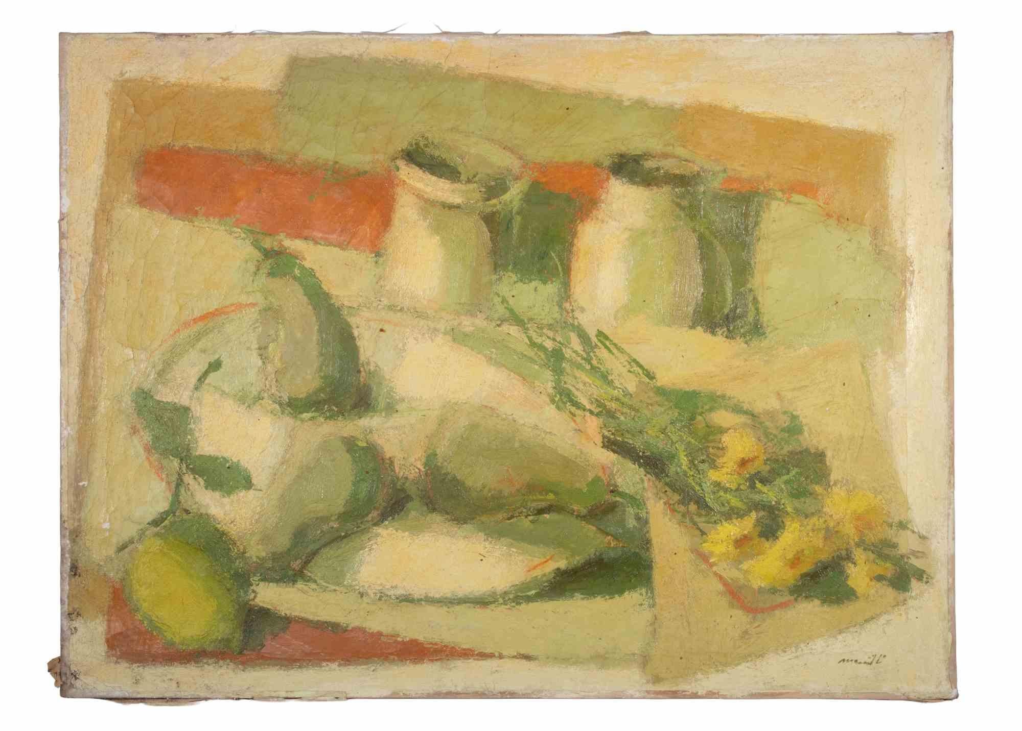 Huile sur toile réalisée par Franco Marzilli (1934-2010) dans les années 1970.

Main signée en bas à droite.

Très bon état.

Franco Marzilli est né à Rome en 1934. Il a reçu sa première formation artistique en fréquentant l'École préparatoire aux