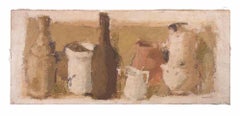 Still Life  with Jugs, Vases and Bottles - Painting by Franco Marzilli - 1970s