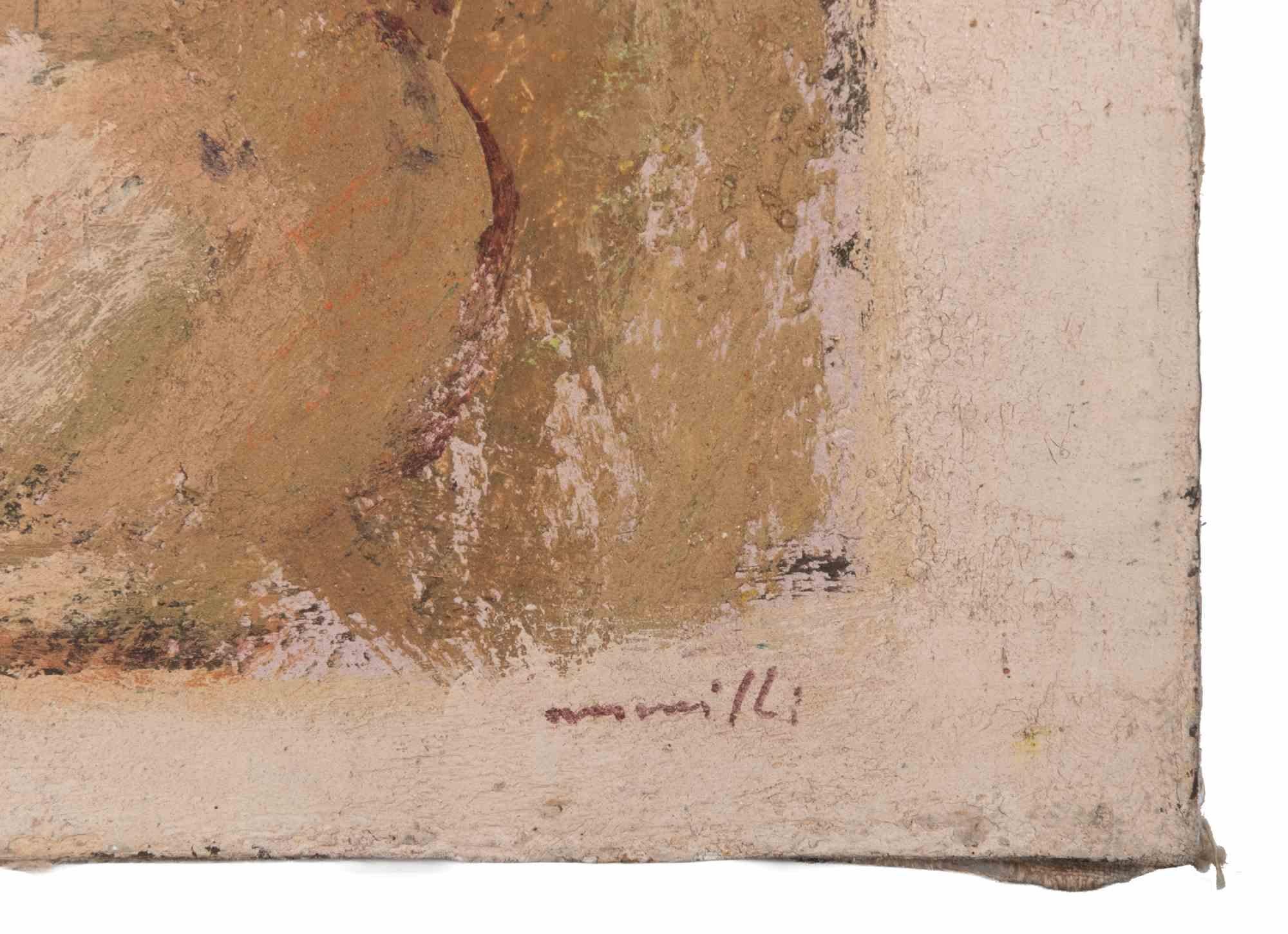Naturaleza muerta  con Jarras, Jarrones y Botellas - Pintura de Franco Marzilli - Años 70 en venta 3