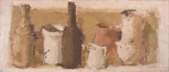 Naturaleza muerta  con Jarras, Jarrones y Botellas - Pintura de Franco Marzilli - Años 70