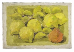 Nature morte aux citrons et aux poires - Peinture à l'huile de Franco Marzilli - années 1970