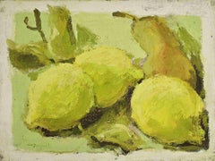 Stilleben mit Zitronen und Peer - Ölgemälde von Franco Marzilli - 1970s