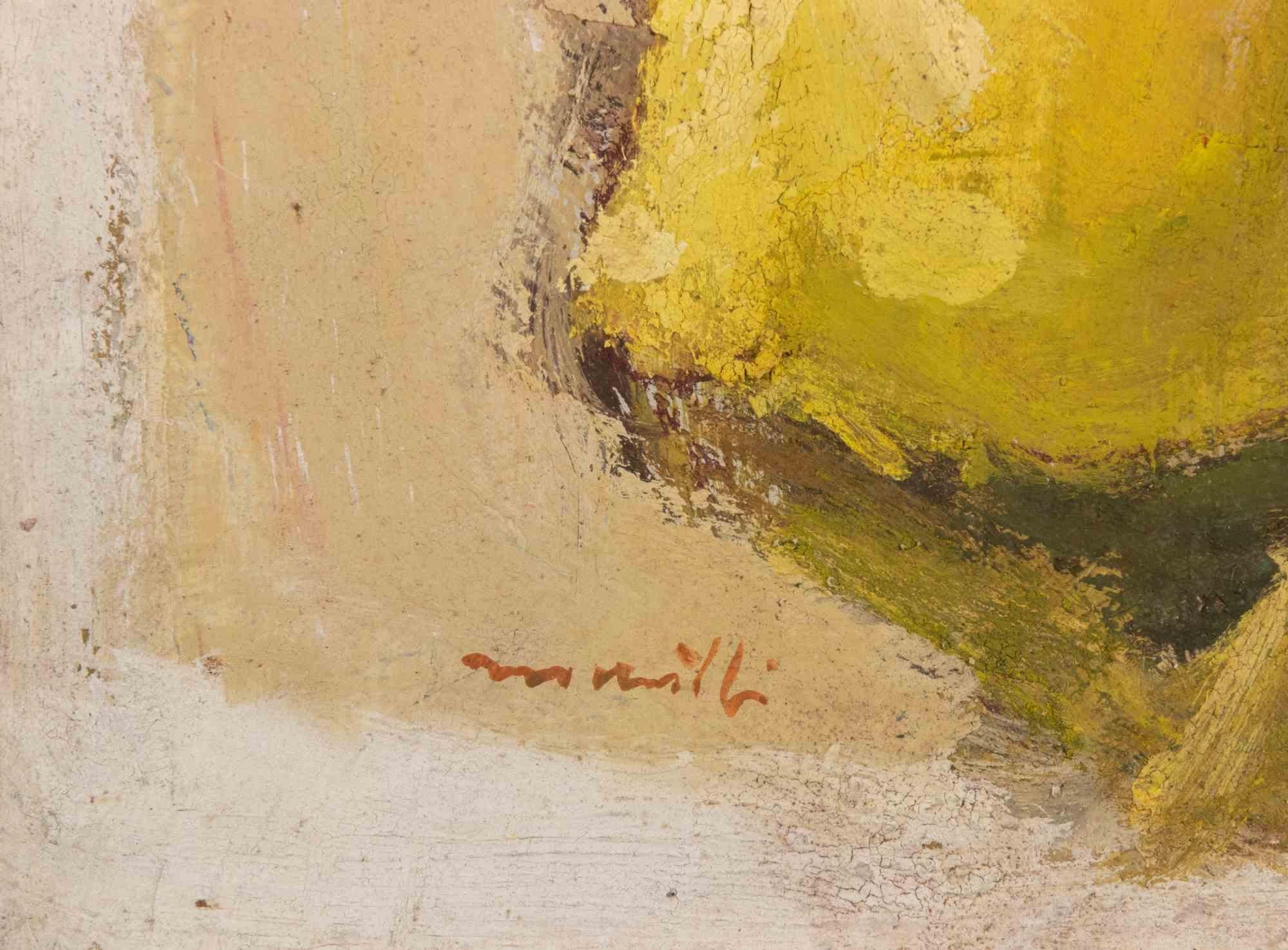 Still Life  with Lemons - Oil Painting by Franco Marzilli - 1970s For Sale 2