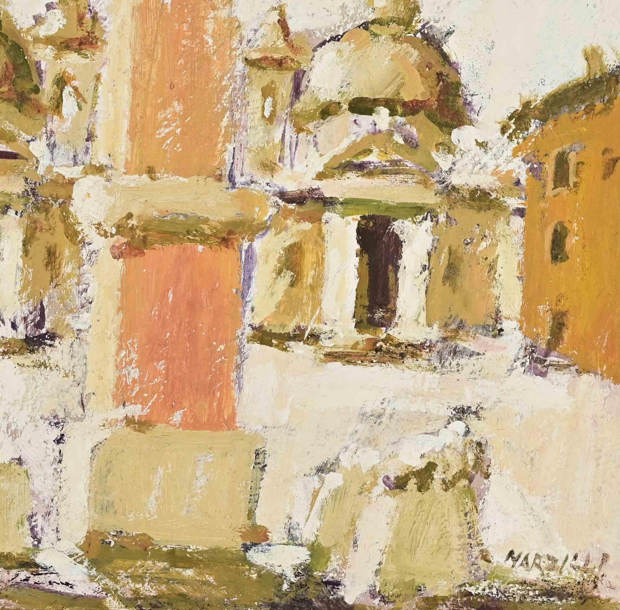 Veduta di Piazza del Popolo, Roma - Pittura ad olio di Franco Marzilli - Anni '70 in vendita 2