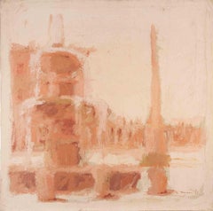 View of Rome - Oil Painting by Franco Marzilli - 1970s