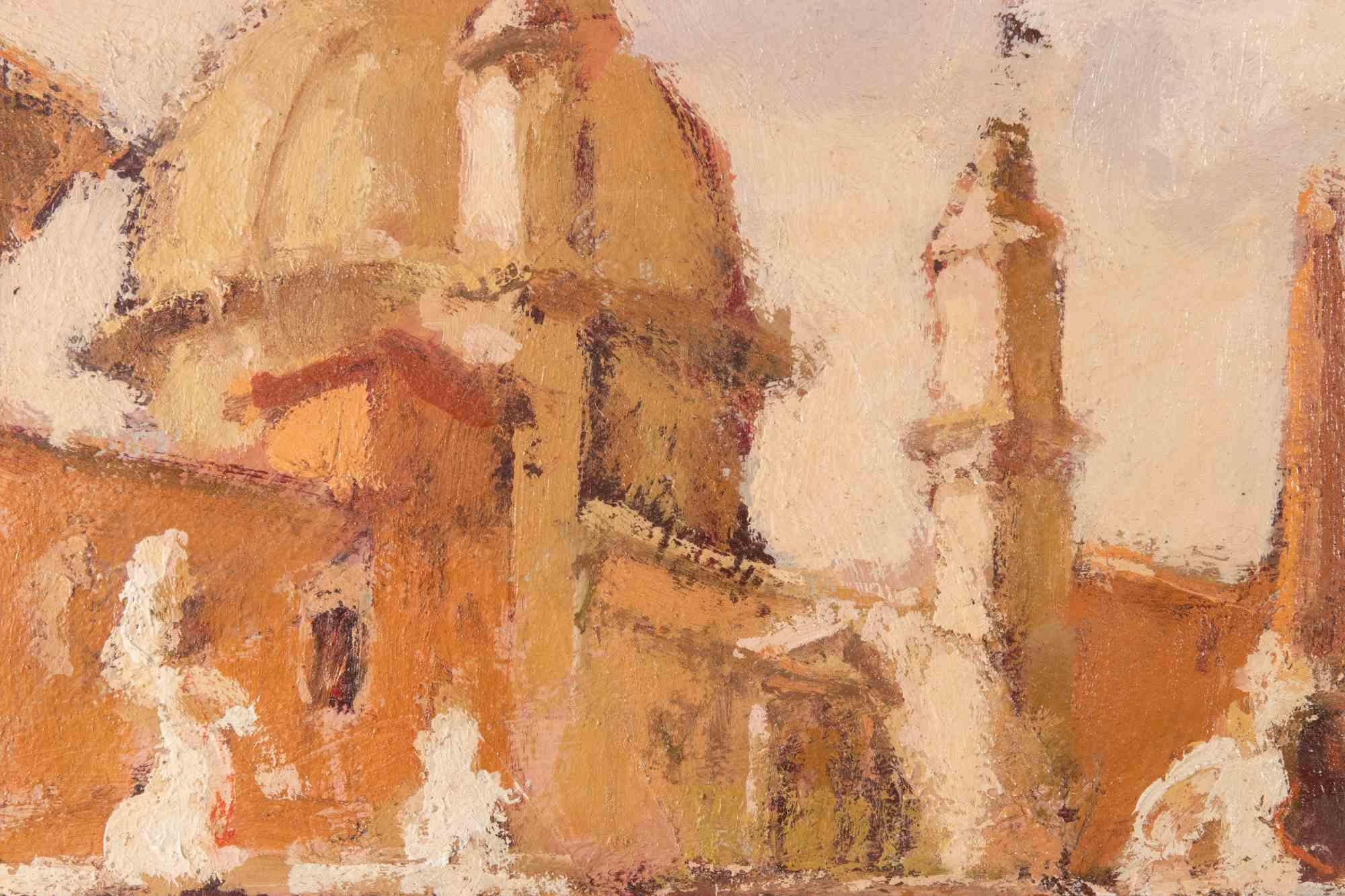 View of Rome - Oil Painting by Franco Marzilli - 1970s For Sale 2