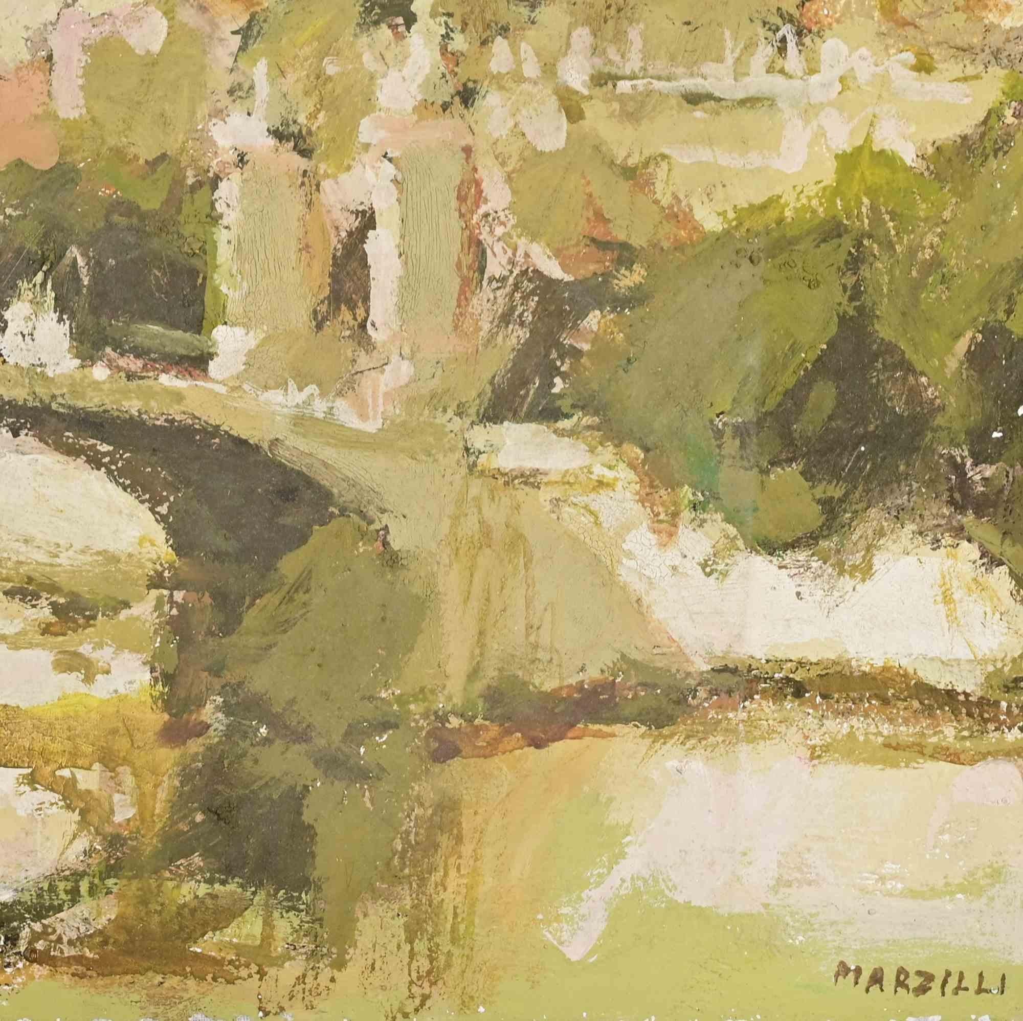 View of Rome - Oil Painting by Franco Marzilli - 1970s For Sale 2