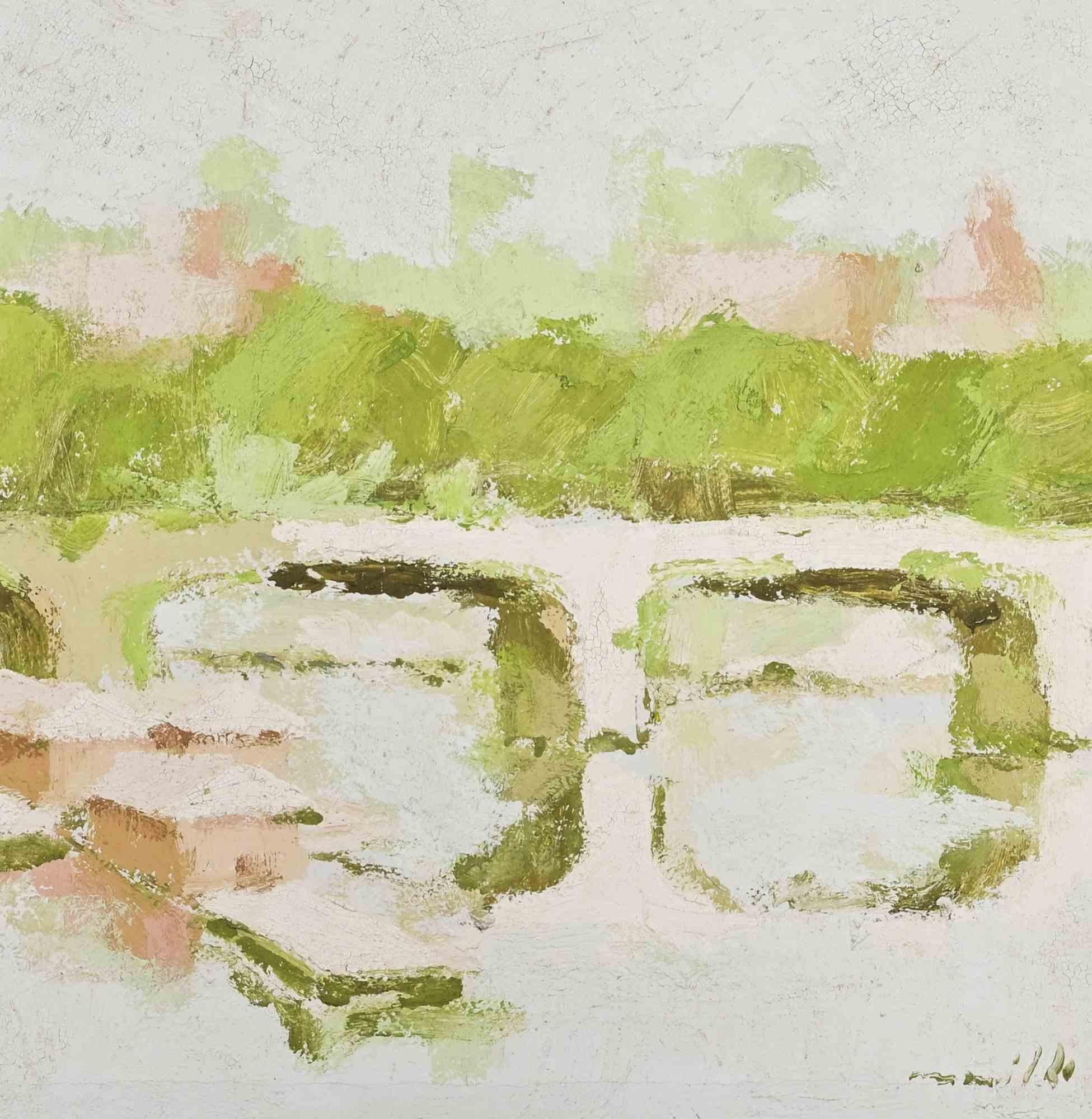 View of Rome - Oil Painting by Franco Marzilli - 1970s For Sale 2