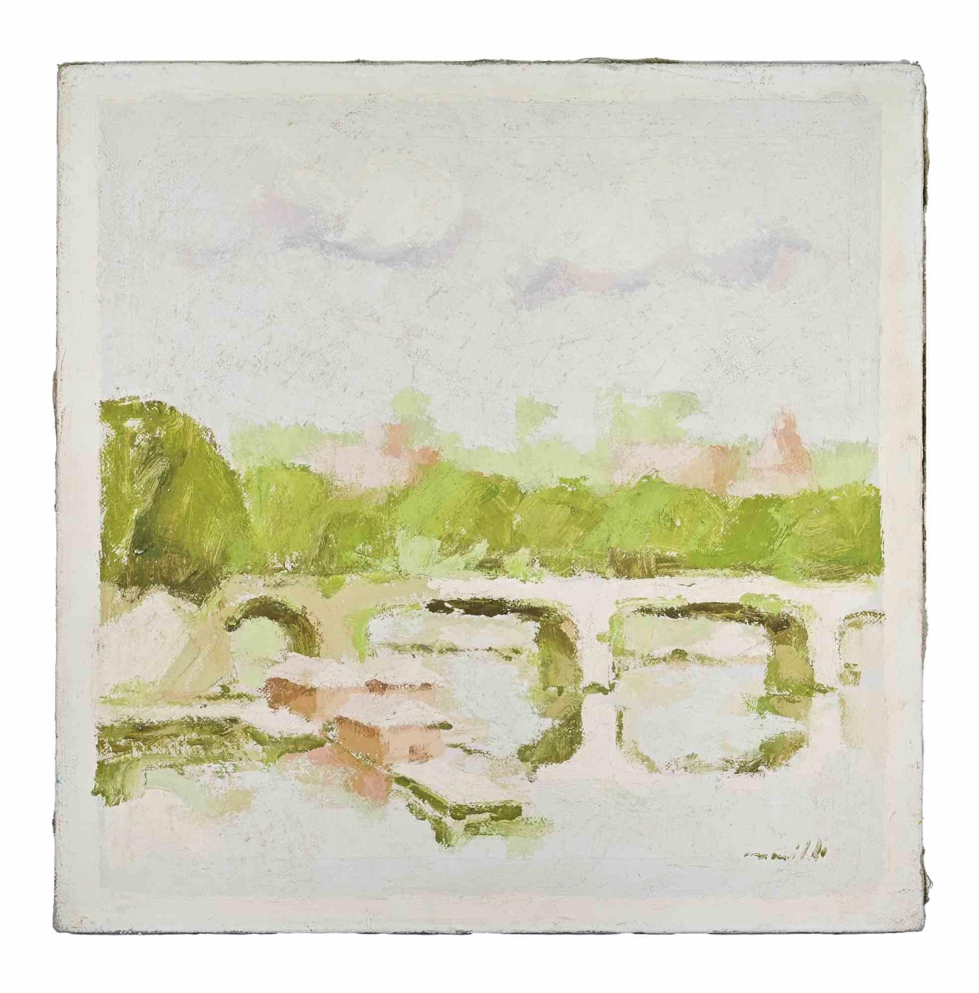 View of Rome - Oil Painting by Franco Marzilli - 1970s For Sale 3