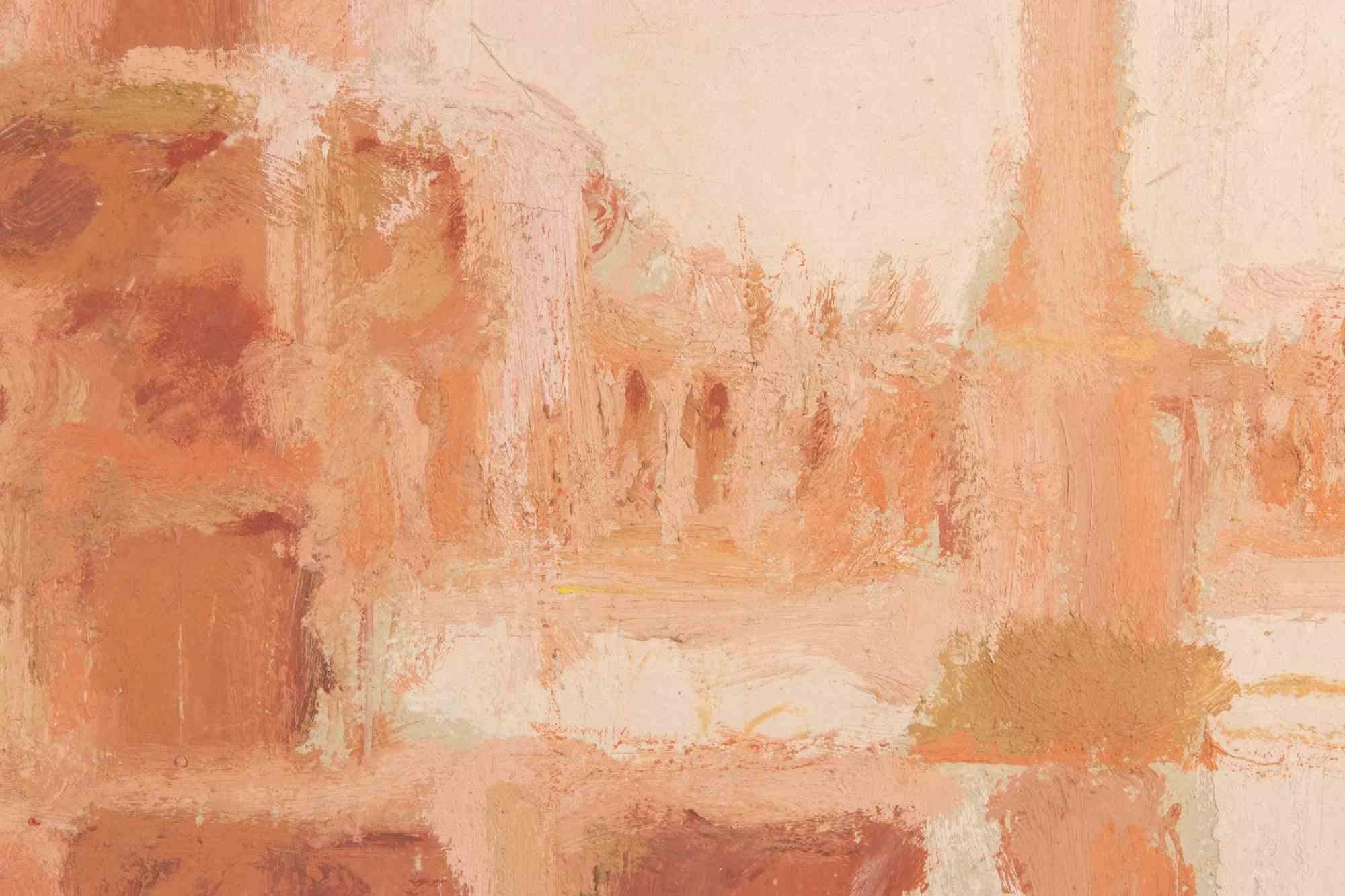View of Rome - Oil Painting by Franco Marzilli - 1970s For Sale 3