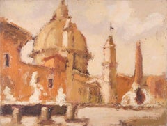 View of Rome - Oil Painting by Franco Marzilli - 1970s