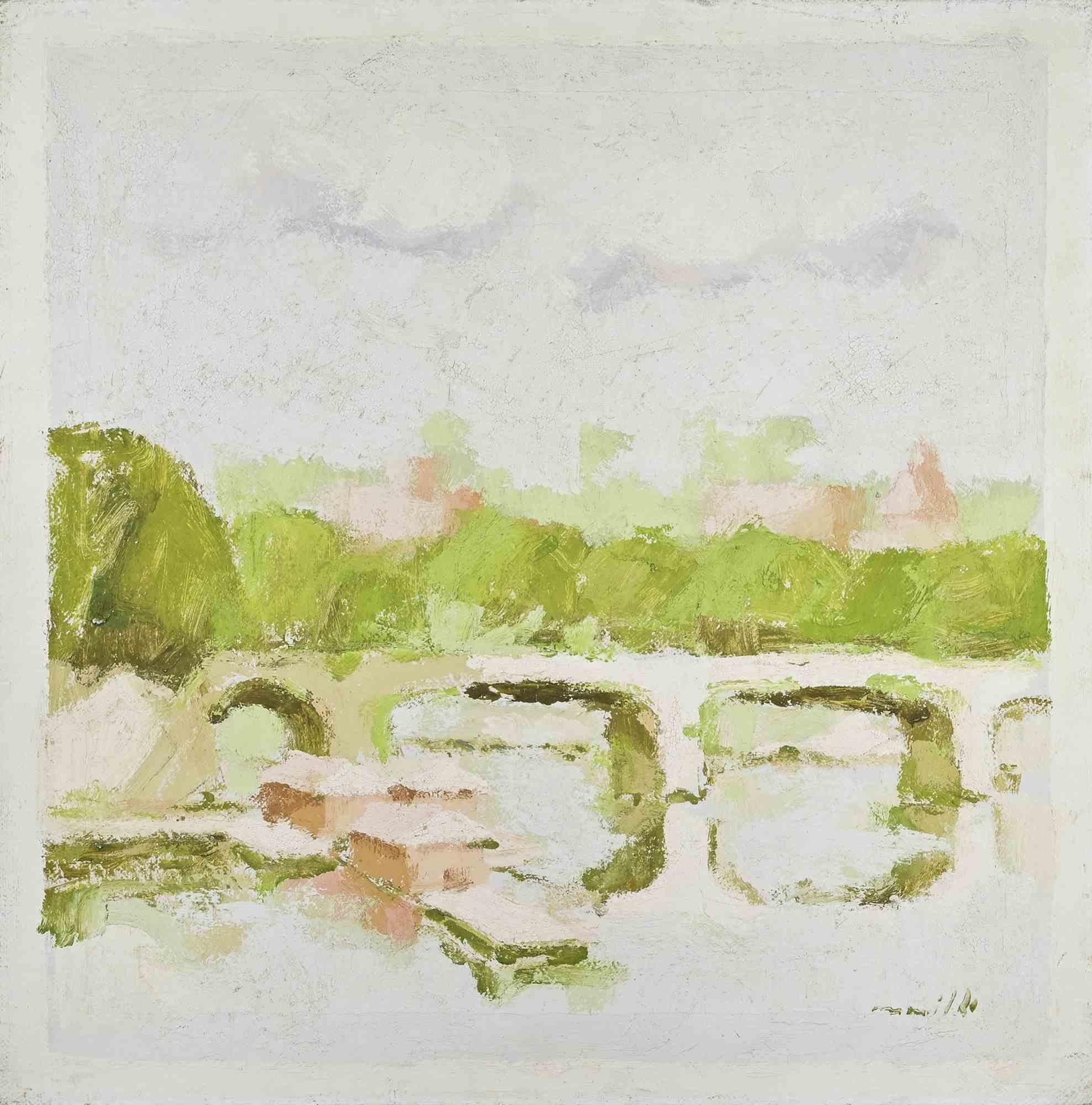 Oil on canvas realized by Franco Marzilli (1934-2010) in 1970s.

Hand signed lower right.

Very good condition.

Franco Marzilli was born in Rome in 1934. He received his first artistic training by attending the Preparatory School for Ornamental