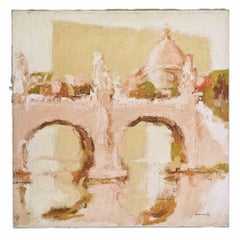 View of Saint Peter (Rome) - Oil Painting by Franco Marzilli - 1970s