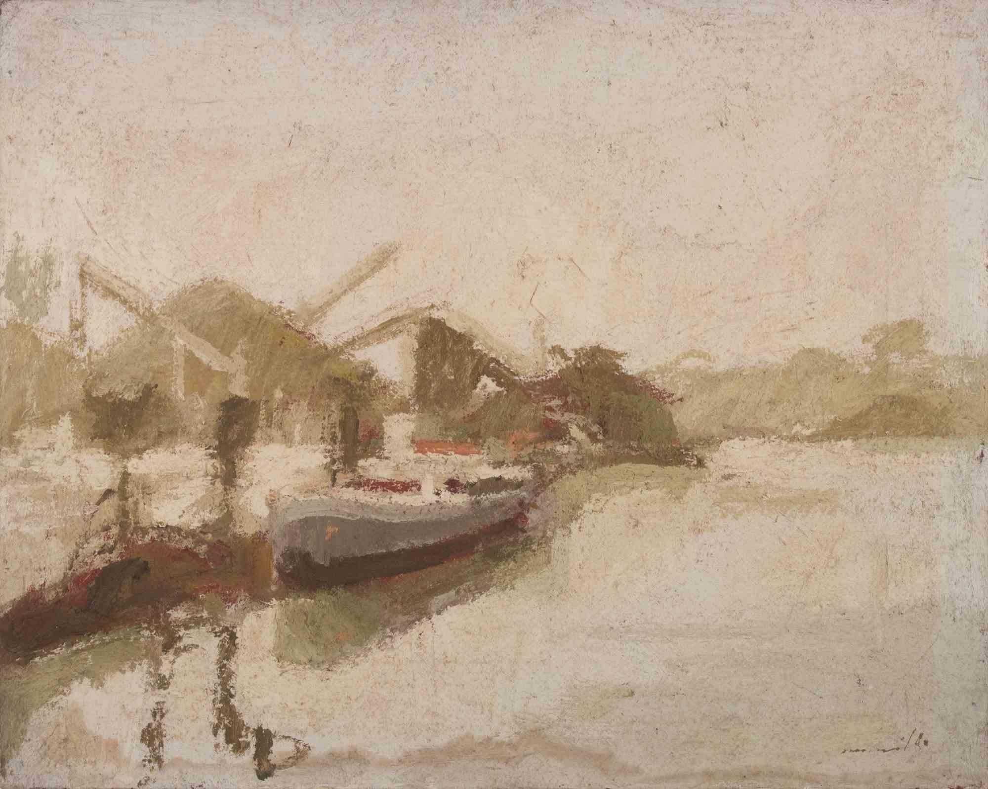 Blick auf die Bucht - Ölgemälde von Franco Marzilli - 1970er Jahre im Angebot 1