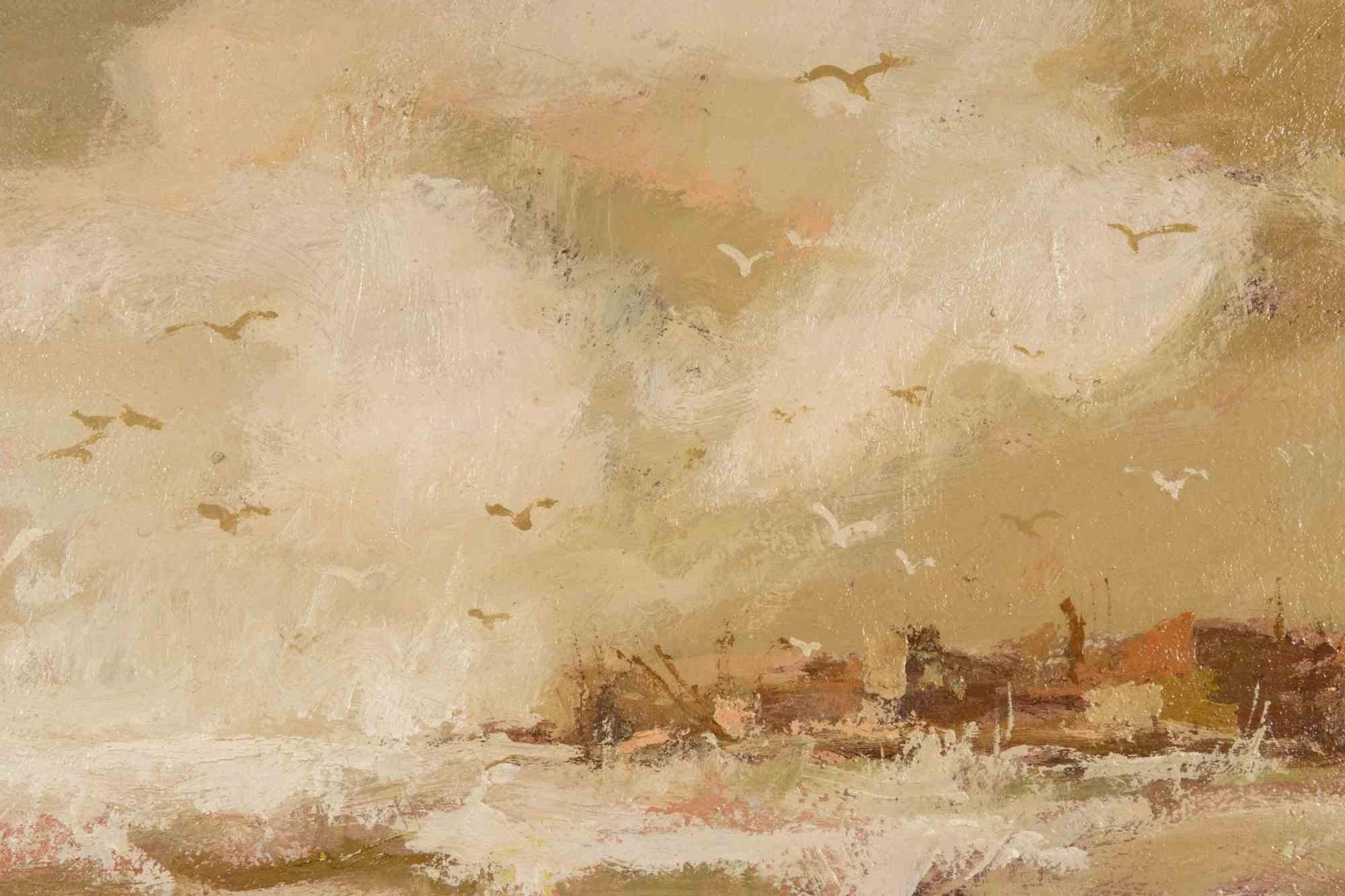 Blick auf die Bucht - Ölgemälde von Franco Marzilli - 1970er Jahre im Angebot 2