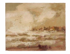 Blick auf die Bucht - Ölgemälde von Franco Marzilli - 1970er Jahre