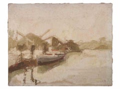Vista della baia - Pittura a olio di Franco Marzilli - Anni '70