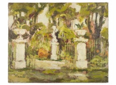Veduta del parco - Pittura a olio di Franco Marzilli - Anni '70