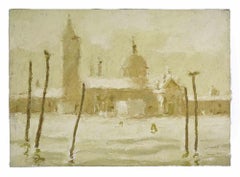 Ansicht von Venedig - Ölgemälde von Franco Marzilli - 1970er