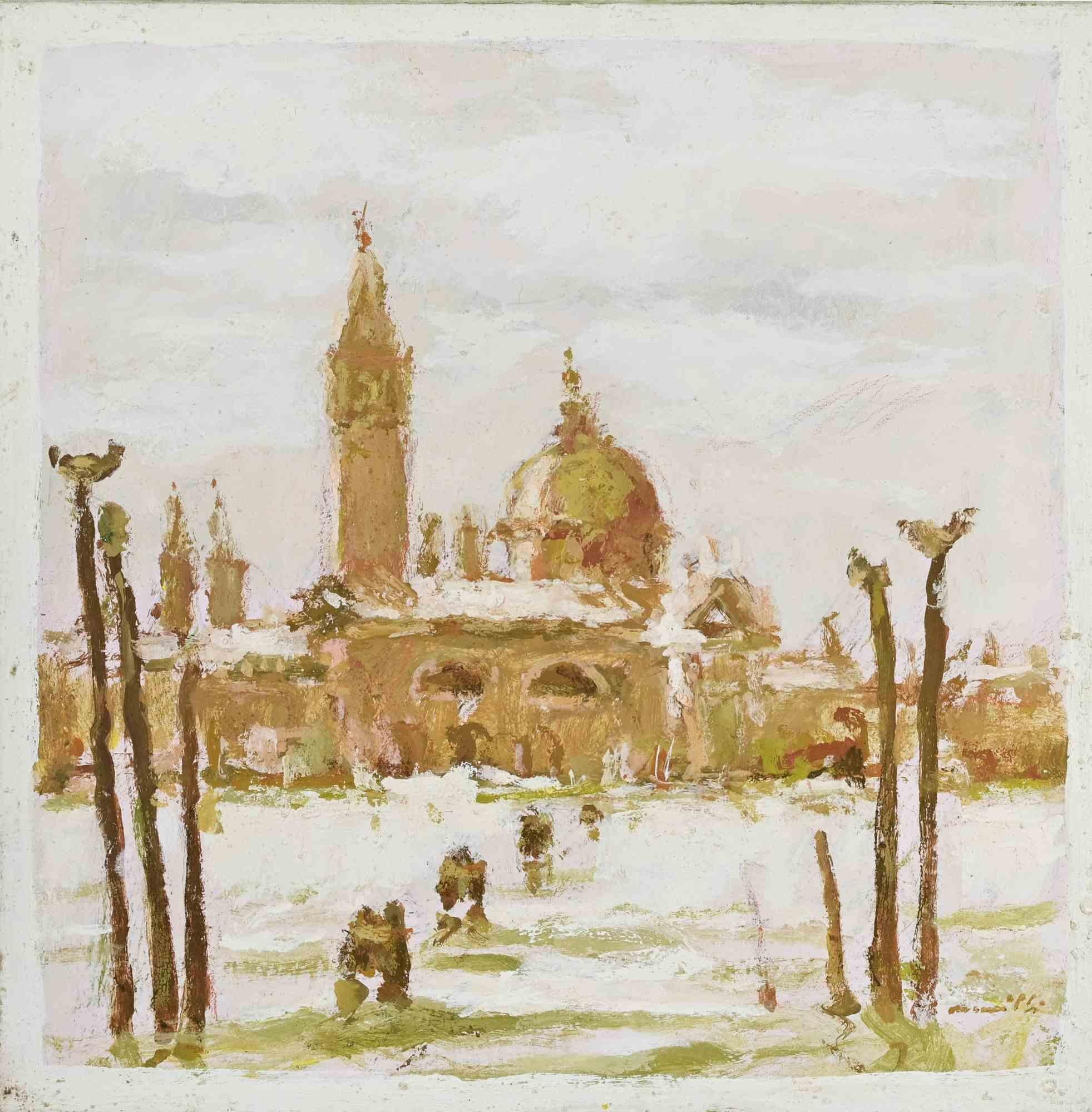 Ansicht von Venedig - Ölgemälde von Franco Marzilli - 1970er im Angebot 1
