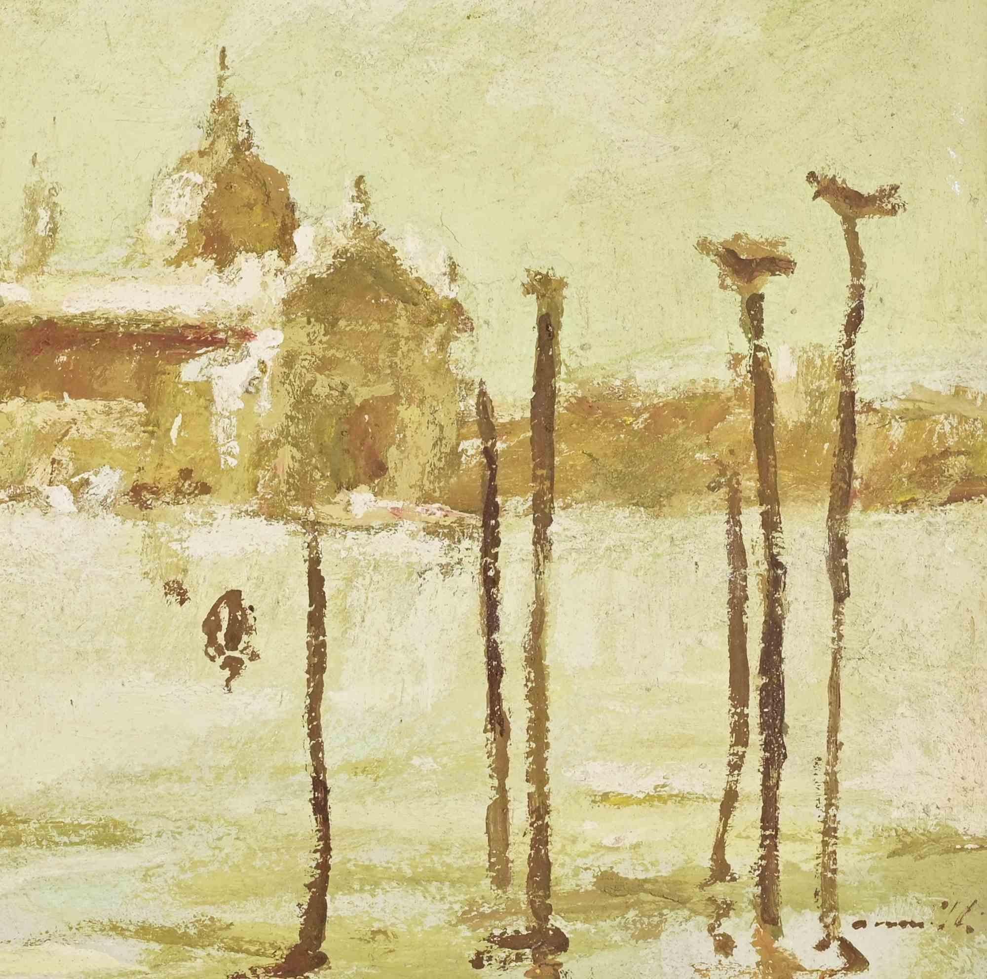 View of Venice - Oil Painting by Franco Marzilli - 1970s For Sale 2