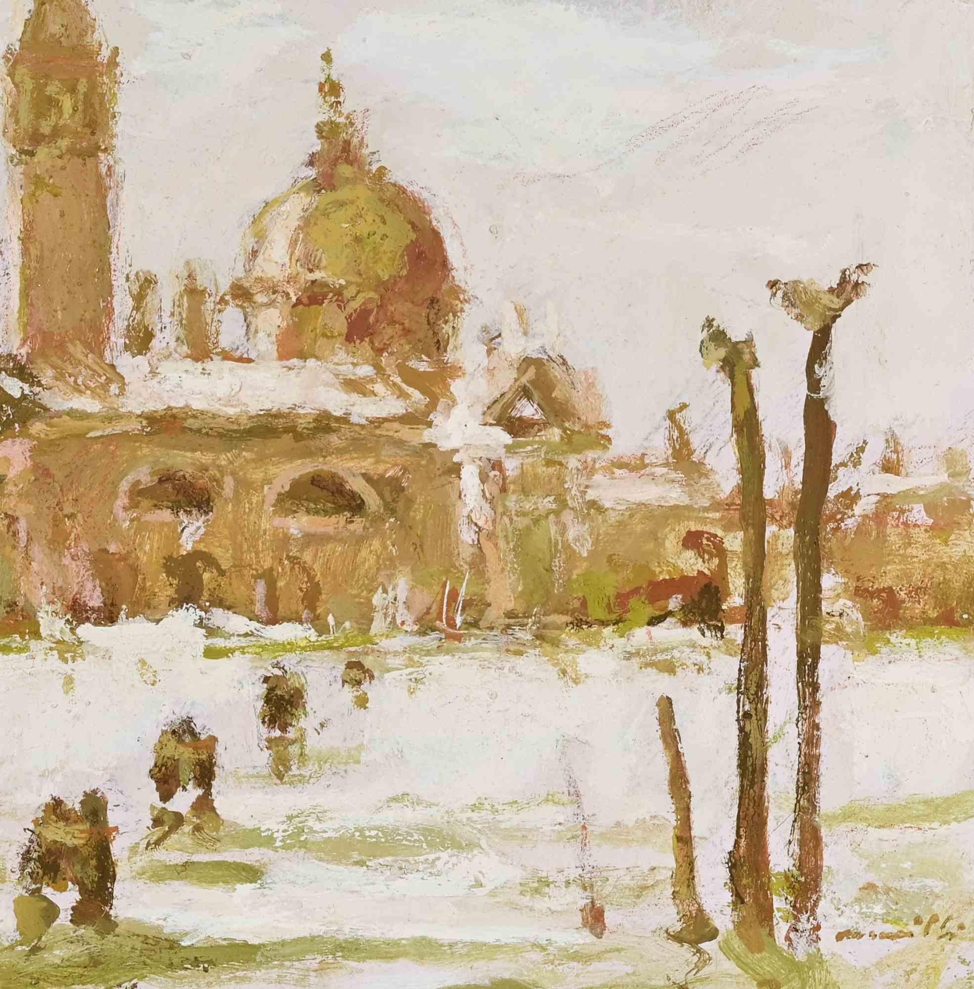 Ansicht von Venedig - Ölgemälde von Franco Marzilli - 1970er im Angebot 2