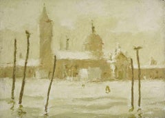 View of Venice - Oil Painting by Franco Marzilli - 1970s