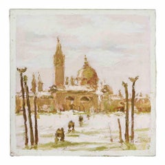 Ansicht von Venedig - Ölgemälde von Franco Marzilli - 1970er